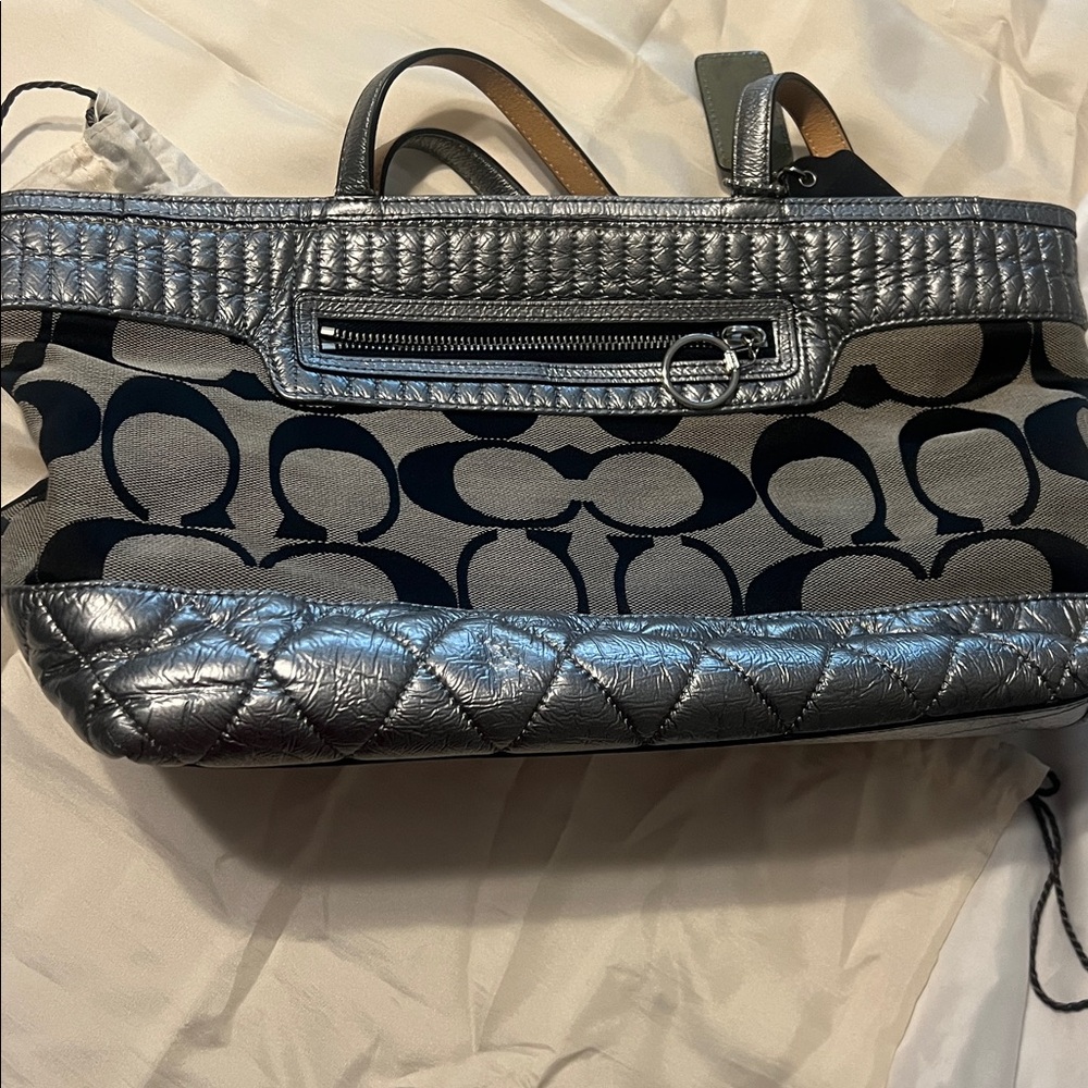 Coach Silver and Black Shoulder Bag